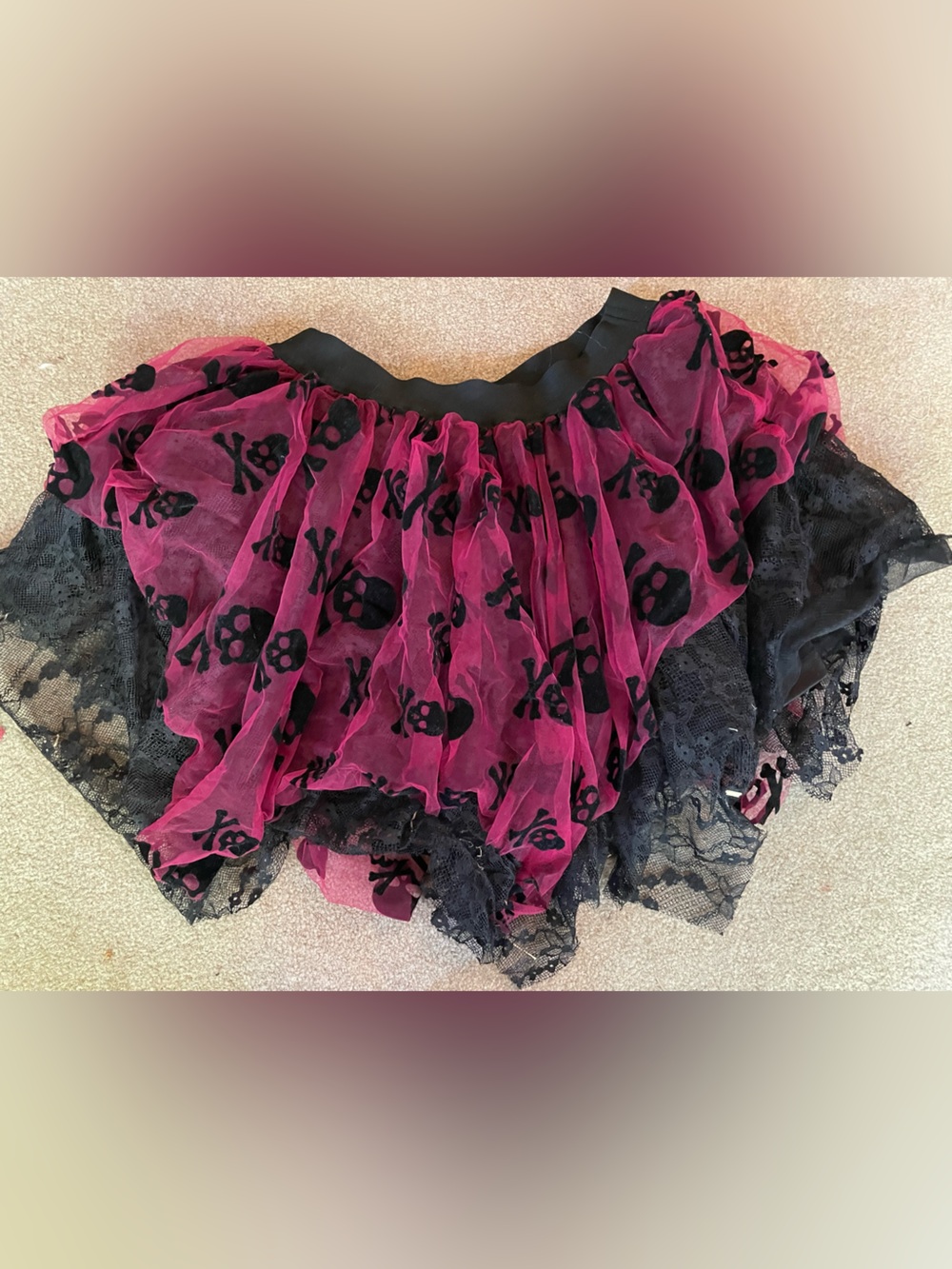 Maroon Skull Lace Tutu Skirt